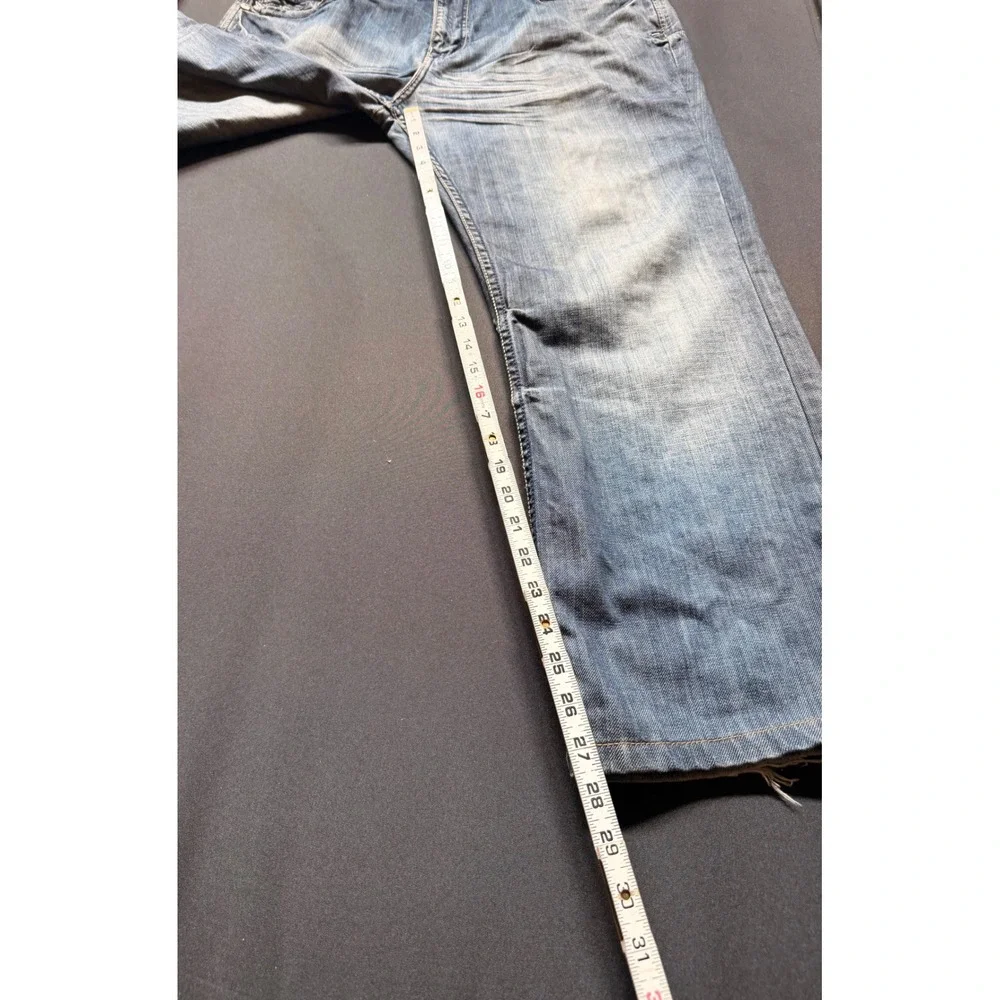 Ecko Unltd Relaxed Straight Leg Jeans Blue Whiskered Denim Sz 38 Y2K Streetwear